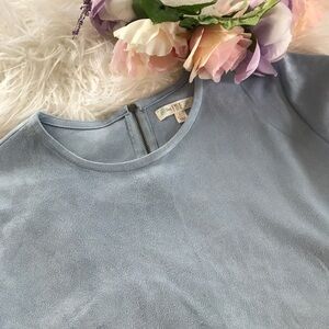 love, Fire Faux Suede Pale Blue Crop Top